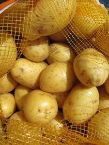 Goldgelbe Kartoffeln im Kartoffelnetz